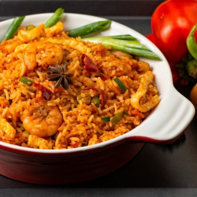 Schezwan Shrimp Fried Rice.