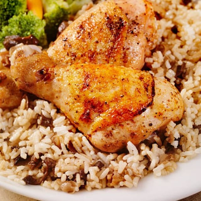Schezwan Chicken Fried Rice.